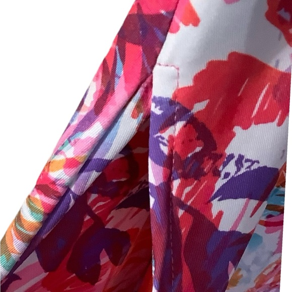 Reel Legends Open Back Tropical Floral Print Short Sleeve Stretchy Dress Size M - Picture 9 of 13